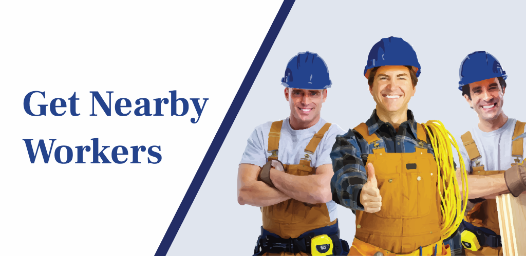 work done get near by plumber, electrician, Carpenters, painter, labour promotional banner